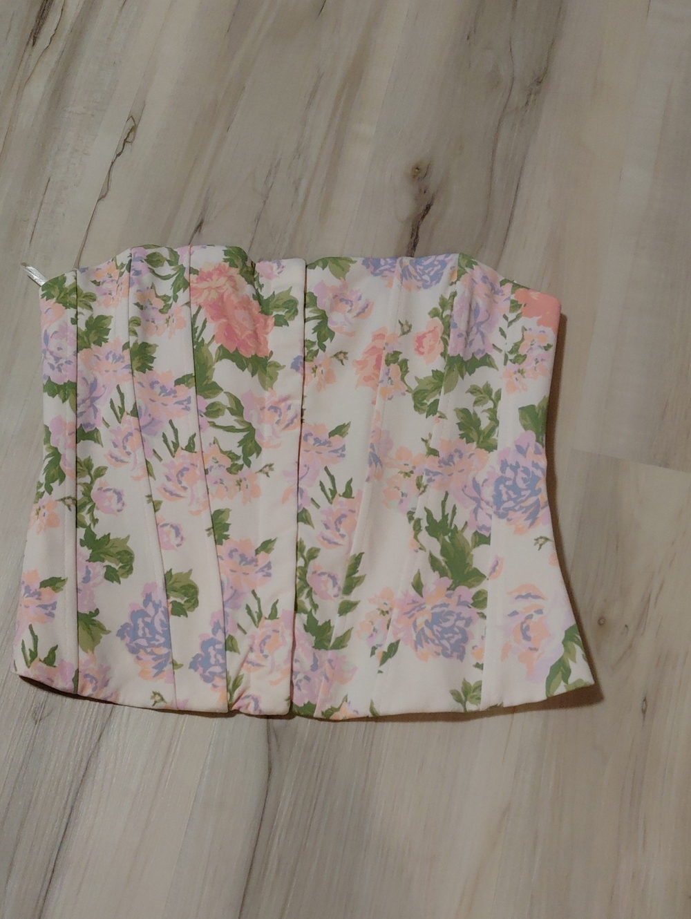 Zara Pastel Floral Strapless Corset Top